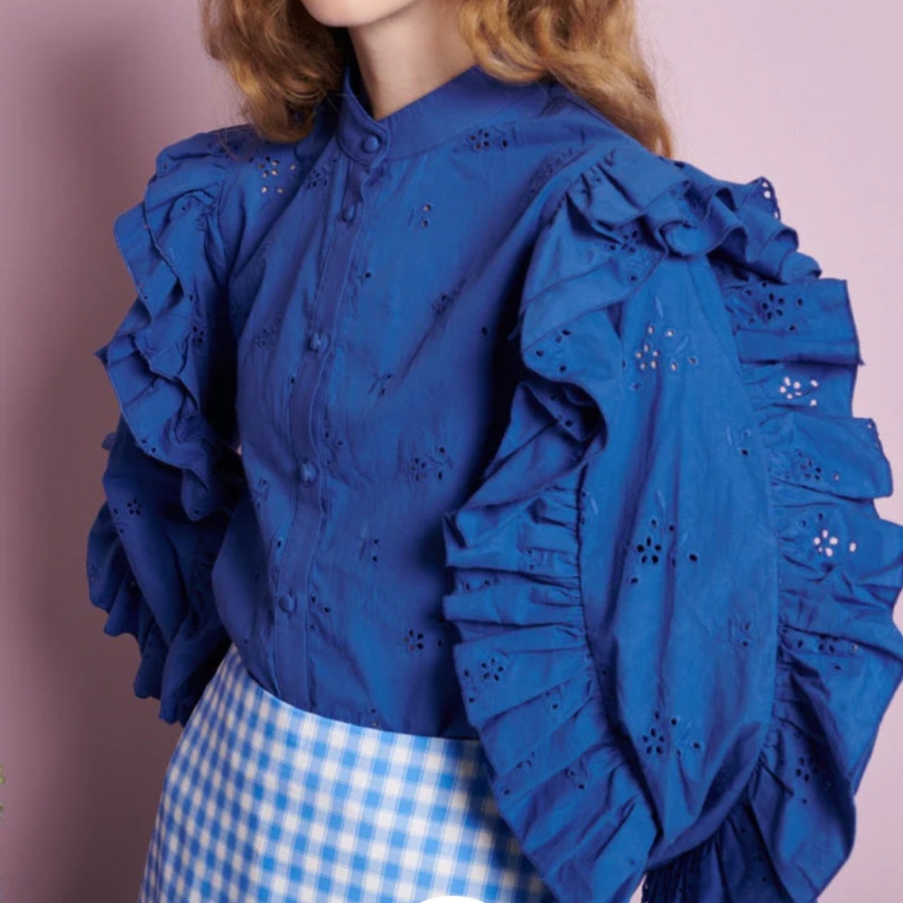 Sister Jane Royal Blue Ruffled Blouse